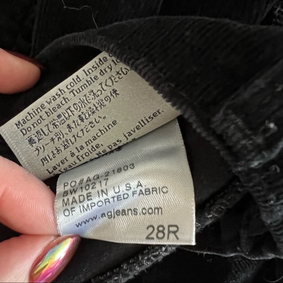 AG Jeans Black Slim Straight Moto Cords - Picture 6 of 7